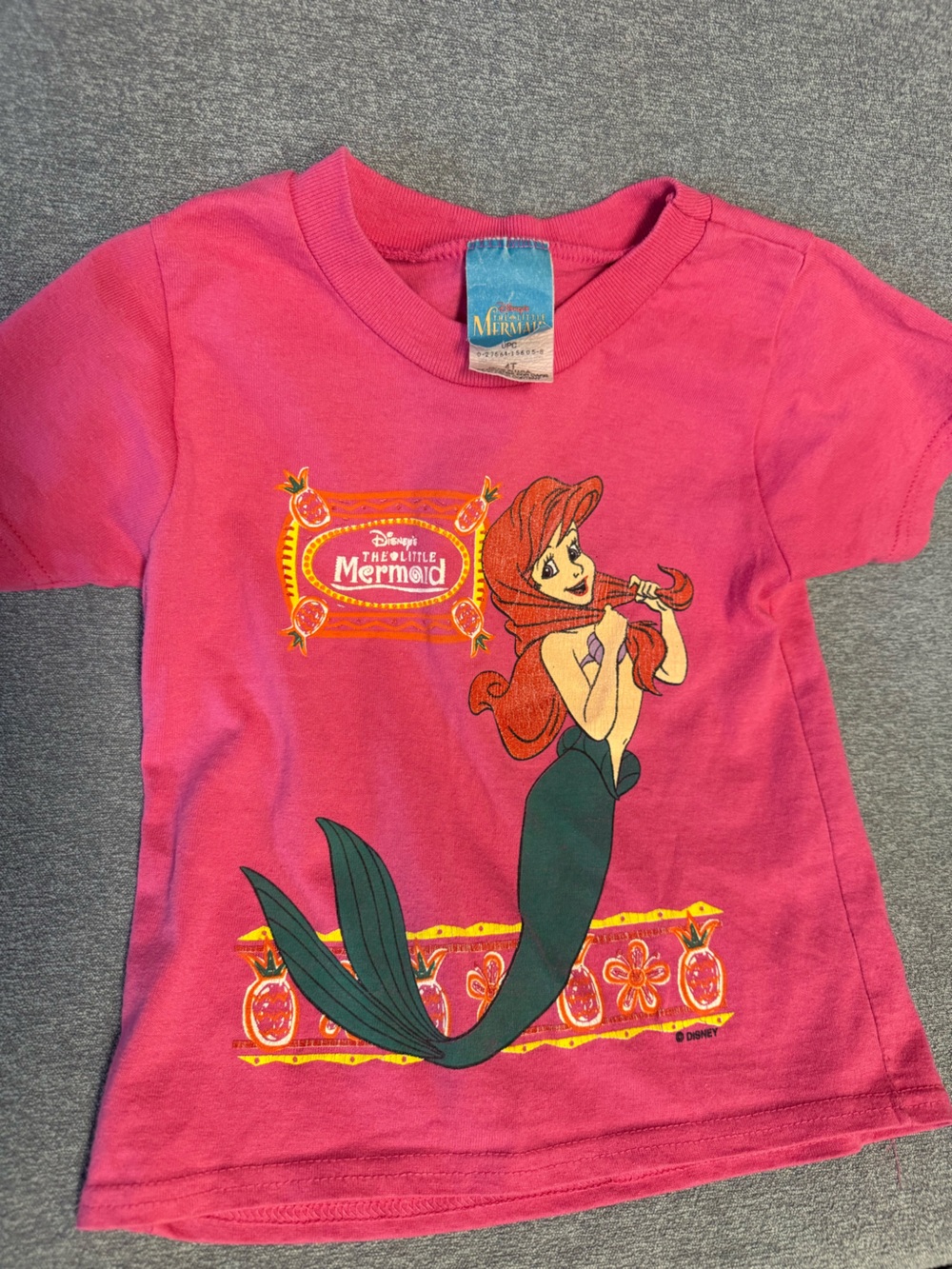 Vintage Disney Little Mermaid Ariel Pink Graphic T-Shirt 4T Single Stitch